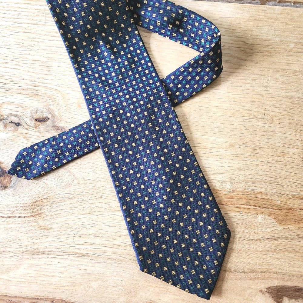 Vintage Brooks Brothers Makers Geometric Tie USA 58"x 3.5"‎ All Silk Navy Blue